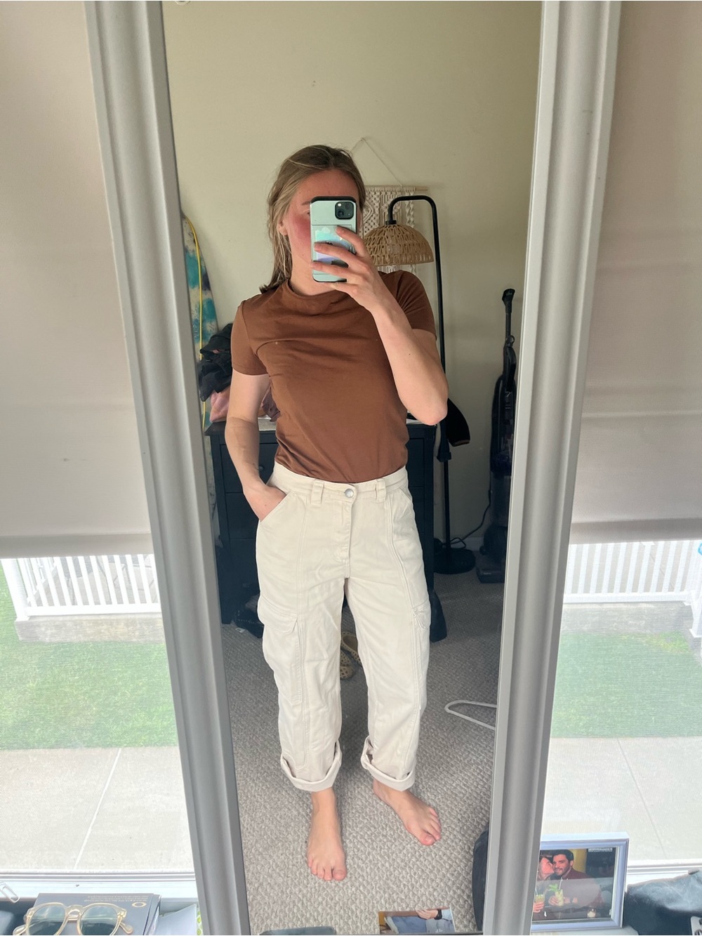 Billabong Cream/Tan Denim Cargo Pants
